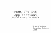MEMS and its Applications Optical Routing, an example Shashi Mysore Computer Science UCSB.