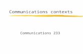 Communications contexts Communications 233. “Communication” zcommunis – common zcommunicare – to impart, share zcommicatus – past participle of communicare.