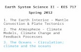 Earth System Science II – EES 717 Spring 2012 1. The Earth Interior – Mantle Convection & Plate Tectonics 2. The Atmosphere - Climate Models, Climate Change.