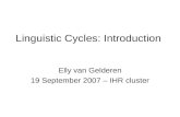 Linguistic Cycles: Introduction Elly van Gelderen 19 September 2007 – IHR cluster.
