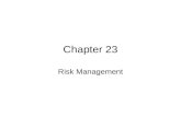Chapter 23 Risk Management. Risk Management Structure Define the risk –The potential loss in the future –Types of risk: Market risk, Credit risk, Liquidity.