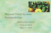 Beyond Food System Sustainability Martha Rosemeyer Farm to Table May 27 2003.