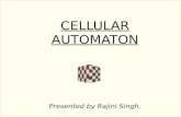 CELLULAR AUTOMATON Presented by Rajini Singh.. CELLULAR AUTOMATON: Discrete Model Infinite Regular Grid of cells. Finite number of States. State of a.