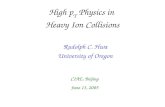 High p T Physics in Heavy Ion Collisions Rudolph C. Hwa University of Oregon CIAE, Beijing June 13, 2005.