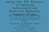 Using the RTI Process To Develop Individualized Positive Behavior Support Plans How RTI Teams Work Together to Link the RTI Process and Positive Behavior.