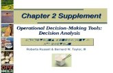 Operations Management - 5 th Edition Chapter 2 Supplement Roberta Russell & Bernard W. Taylor, III Operational Decision-Making Tools: Decision Analysis.
