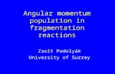 Angular momentum population in fragmentation reactions Zsolt Podolyák University of Surrey.