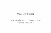 Valuation How much are those cash flows worth?. Standard Techniques Book Value Earnings Multiple Liquidation Value Discounted Cash-Flow.