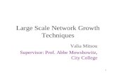 1 Large Scale Network Growth Techniques Valia Mitsou Supervisor: Prof. Abbe Mowshowitz, City College.
