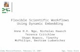 Ngu, Texas StatePtolemy Miniconference, February 13, 2007 Flexible Scientific Workflows Using Dynamic Embedding Anne H.H. Ngu, Nicholas Haasch Terence.