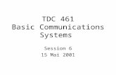 TDC 461 Basic Communications Systems Session 6 15 Mai 2001.