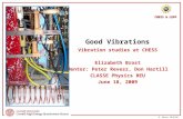 E. Brost 18/6/09 CHESS & LEPP Good Vibrations Vibration studies at CHESS Elizabeth Brost Mentor: Peter Revesz, Don Hartill CLASSE Physics REU June 18,