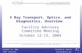 Richard M. Bionta XTOD Overviewbionta1@llnl.gov October 12, 2004 UCRL-PRES-XXXXX X Ray Transport, Optics, and Diagnostics, Overview Facility Advisory Committee.