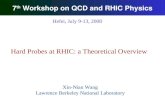 7 th Workshop on QCD and RHIC Physics Xin-Nian Wang Lawrence Berkeley National Laboratory Hard Probes at RHIC: a Theoretical Overview Hefei, July 9-13,