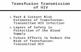 Transfusion Transmission of HIV 1. Past & Current Risk Estimates of Transfusion-Transmitted HIV Infection 2. Layers of Safety in Protection of the Blood.