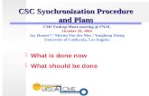 CSC Synchronization Procedure and Plans CMS Endcap Muon meeting @ FNAL October 29, 2004 Jay Hauser* / Martin Von der Mey / Yangheng Zheng University of.