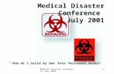 Medical Disaster Conference July 2001 1 How do I build my own Area Personnel Annex?