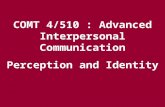 COMT 4/510 : Advanced Interpersonal Communication Perception and Identity.