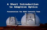 A Short Introduction to Adaptive Optics Presentation for NGAO Controls Team Erik Johansson August 28, 2008.