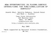 NEW OPPORTUNITIES IN PLASMA-SURFACE INTERACTIONS FOR FUNCTIONALIZATION OF SURFACES* Ananth Bhoj, Natalie Babaeva, Rajesh Dorai and Mark J. Kushner Iowa.