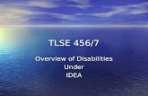 TLSE 456/7 Overview of Disabilities UnderIDEA Learning Disabilities.