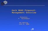 1 Keck NGAO Proposal: Management Overview Presenter: P. Wizinowich SSC Meeting June 21, 2006.