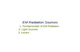 EM Radiation Sources 1. Fundamentals of EM Radiation 2. Light Sources 3. Lasers.