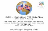 CoAX - Coalition TIE Briefing DARPA CoABS PI Meeting AFRL Rome, AIAI, Boeing, Dartmouth, DERA Malvern, Lockheed Martin ATL, Michigan, MIT Sloan, Stanford,