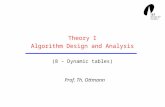 Theory I Algorithm Design and Analysis (8 – Dynamic tables) Prof. Th. Ottmann.