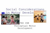Social Considerations in Motor Development PED 390 Perceptual Motor Development.
