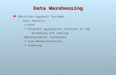 1 1 Data Warehousing Decision-Support Systems  Data Analysis  OLAP  Extended aggregation features in SQL –Windowing and ranking  Implementation Techniques.