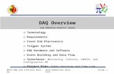 MICE DAQ and Controls ReviewJean-Sebastien GraulichSlide 1 DAQ Overview o Terminology o Requirements o Front End Electronics o Trigger System o DAQ Hardware.