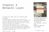 4: Network Layer1 Chapter 4 Network Layer Computer Networking: A Top Down Approach Featuring the Internet, 3 rd edition. Jim Kurose, Keith Ross Addison-Wesley,