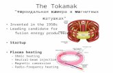 The Tokamak "тороидальная камера в магнитных катушках" Invented in the 1950s Leading candidate for fusion energy production Startup Plasma heating