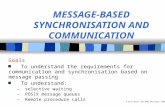 © Alan Burns and Andy Wellings, 2001 MESSAGE-BASED SYNCHRONISATION AND COMMUNICATION Goals To understand the requirements for communication and synchronisation.