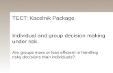 TECT: Kacelnik Package Individual and group decision making under risk. Are groups more or less efficient in handling risky decisions than individuals?