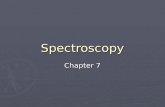 Spectroscopy Chapter 7. The electromagnetic spectrum ► All forms of spectroscopy use a part of the electromagnetic spectrum to give us information about.