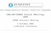 EWGLAM/SRNWP Annual Meetings 2005 SRNWP Business Meeting 5 October 2005 Ljubljana (Slovenia) Short-Range Numerical Weather Prediction Programme.