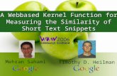 Mehran Sahami Timothy D. Heilman A Webbased Kernel Function for Measuring the Similarity of Short Text Snippets.