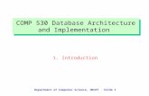 Department of Computer Science, HKUST Slide 1 COMP 530 Database Architecture and Implementation COMP 530 Database Architecture and Implementation 1. Introduction.
