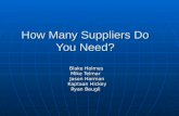 How Many Suppliers Do You Need? Blake Holmes Blake Holmes Mike Telmar Mike Telmar Jason Harman Jason Harman Kaptaan Hickey Kaptaan Hickey Ryan Beugli Ryan.