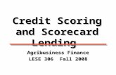 Credit Scoring and Scorecard Lending Agribusiness Finance LESE 306 Fall 2008.