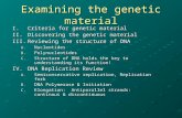 Examining the genetic material I.Criteria for genetic material II.Discovering the genetic material III.Reviewing the structure of DNA A. Nucleotides B.