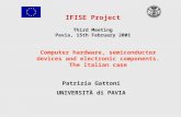 IFISE Project Third Meeting Pavia, 15th February 2001 Computer hardware, semiconductor devices and electronic components. The Italian case Patrizia Gattoni.