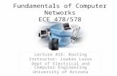 Fundamentals of Computer Networks ECE 478/578 Lecture #16: Routing Instructor: Loukas Lazos Dept of Electrical and Computer Engineering University of Arizona.