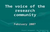The voice of the research community February 2007 Project management: Key Perspectives Ltd, Truro, UK.