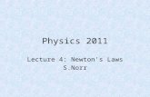 Physics 2011 Lecture 4: Newton’s Laws S.Norr. Sir Isaac Newton Born: 1642 Died: 1727 Philosophiae Naturalis Principia Mathematica (Mathematical Principles.