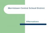 Morristown Central School District Alternatives. Reorganization – Reasons for Reorganization Extend Subject offerings Teachers serve in specialized fields.
