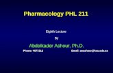 Pharmacology PHL 211 Eighth Lecture By Abdelkader Ashour, Ph.D. Phone: 4677212 Email: aeashour@ksu.edu.sa.