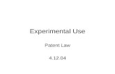Experimental Use Patent Law 4.12.04. United States Patent 4,641,103 Madey, et al. February 3, 1987 Microwave electron gun Abstract An electron gun (10)